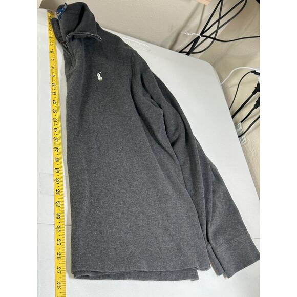 Ralph Lauren Polo Sweater Mens Large Gray 1/4 Zip Estate Rib 100% Cotton Preppy - Picture 9 of 9
